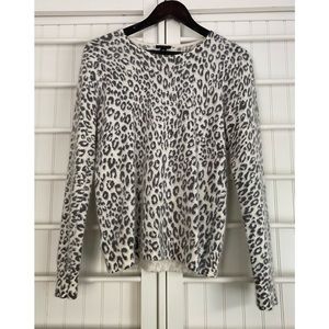 Ann Taylor grey soft leopard sweater.  Size M. Rabbit fur blend.